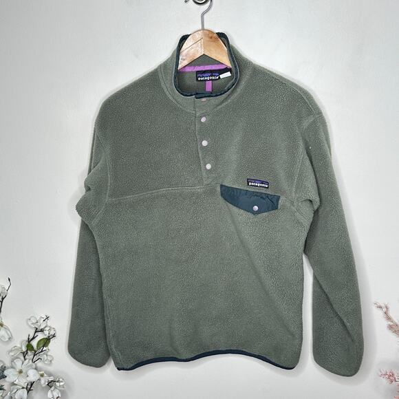 PATAGONIA Vintage 2000's Synchilla Snap-T Pullover Fleece Olive Green Sz S - Picture 2 of 5